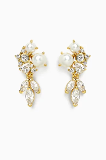 Floral Crystal & Pearl Earrings