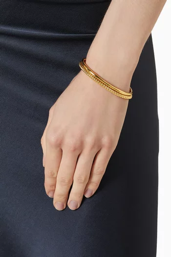 2-piece Cuff Bracelet Set in Gold-tone Metal