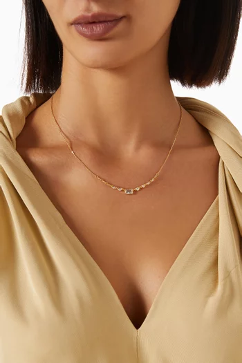 Crystal Pendant Necklace in Gold-Tone Brass