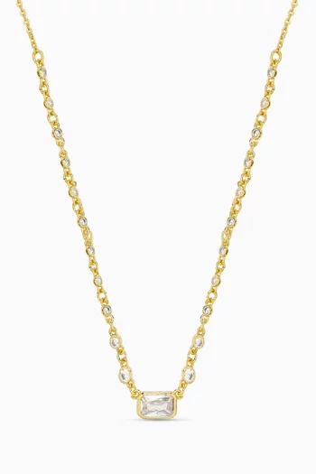 Crystal Pendant Necklace in Gold-Tone Brass