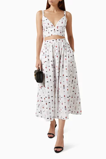 Seina Midi Skirt in Cotton-blend