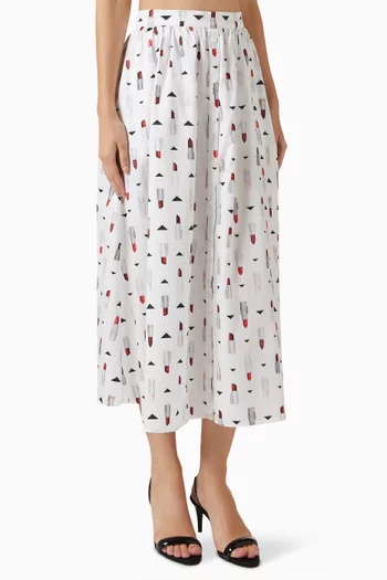 Seina Midi Skirt in Cotton-blend