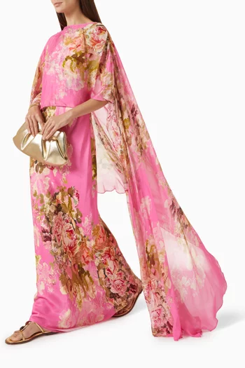 Saro Ruched Cape Dress