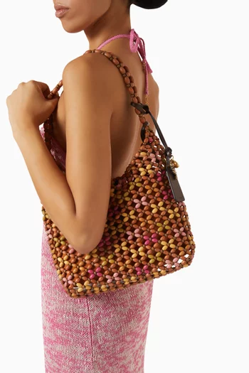 Brooklyn Shoulder Bag 28 in Wooden Beading