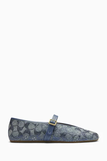 Sculpted C Mary Jane Flats in Denim