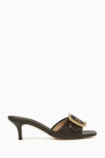 Margot 55 Oversized Buckle Sandals in Leather