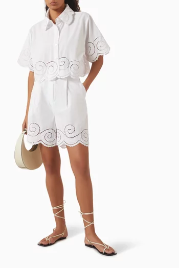 Peacock Tailored Shorts in Cotton Poplin
