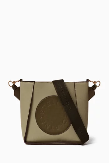 Logo Square Crossbody Bag in Organic Cotton & Leather