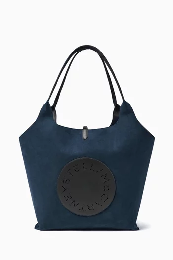 Logo Reversible Tote Bag in Alter Suede