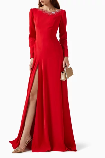Melek Embellished Gown in Crepe