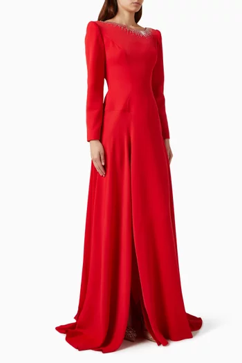Melek Embellished Gown in Crepe