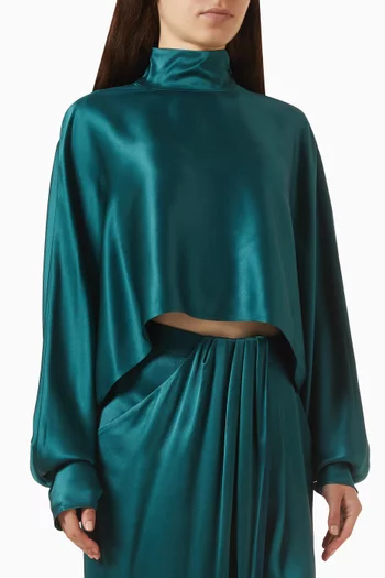 Cropped Kaftan Top in Satin