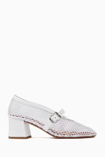 Fishnet 55 Pumps in Mesh & Leather