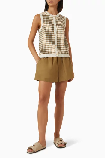 Aura Diamond-stitch Top in Cotton-knit