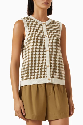 Aura Diamond-stitch Top in Cotton-knit