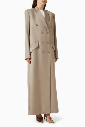 Tailored Double Breasted Maxi Blazer