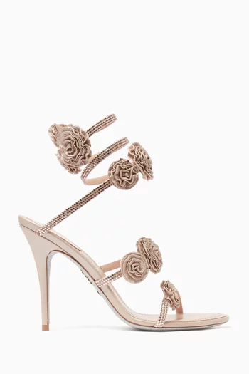 Rosalia 105 Rose-applique Sandals in Leather