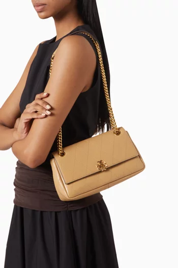 Small Charlie Quilted Shoulder Bag in Pebbled Leather