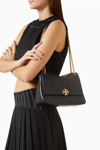 Charlie Quilted Shoulder Bag in Pebbled Leather
