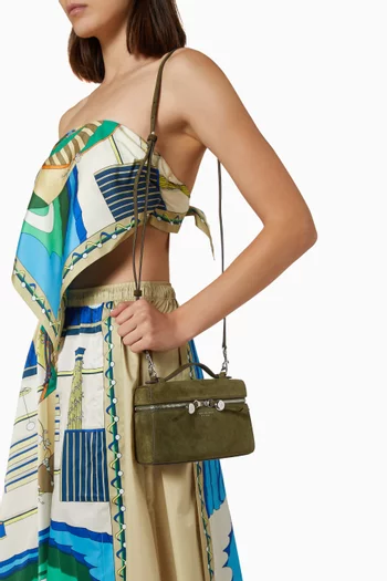 Slim Romy Top Handle Bag in Suede