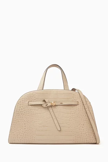 Large Romy Bauletto Bag in Croc-embossed Leather