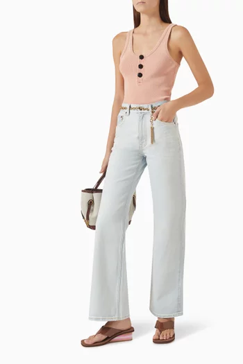 High-waist Crop Jeans in Denim