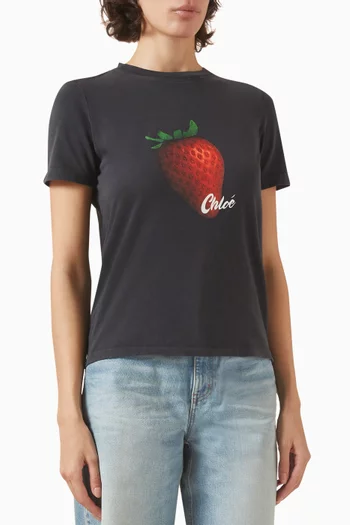 Strawberry Logo T-shirt in Cotton