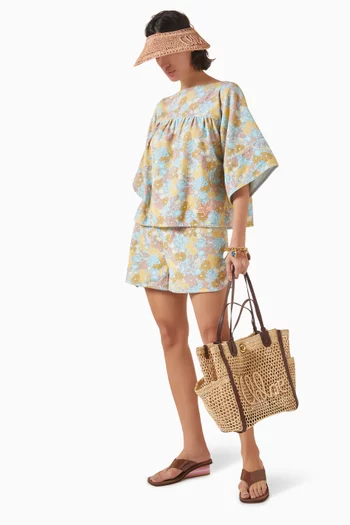 Drawstring Mini Shorts in Cotton Toweling