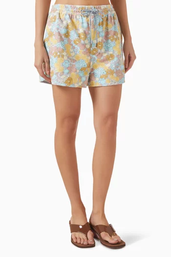Drawstring Mini Shorts in Cotton Toweling