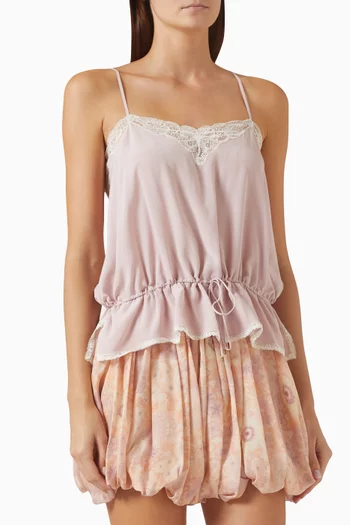 Drawstring Camisole Top in Silk Crêpe de Chine
