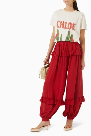 Ruffle Balloon-fit Pants