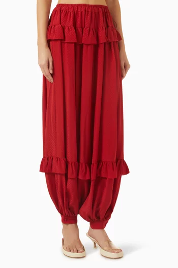 Ruffle Balloon-fit Pants