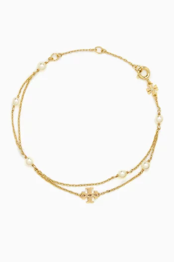Moondance Layered Pearl Bracelet in 18kt Gold-plated Brass