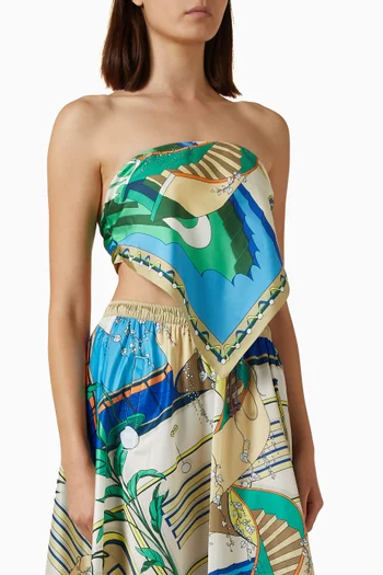 Printed Scarf Top in Silk