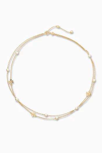 Moondance Layered Pearl Necklace in 18kt Gold-plated Brass