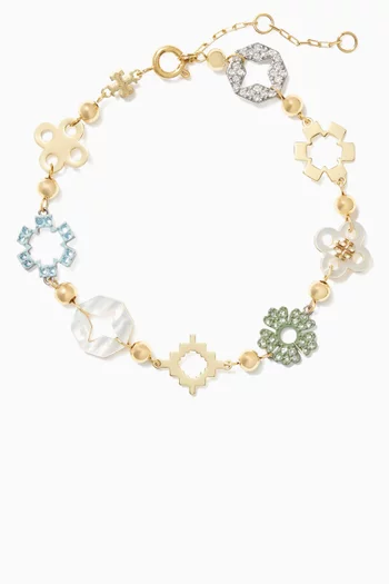 Forget Me Not Pavé Bracelet in 18kt Gold & Silver-plated Brass