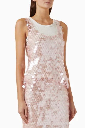 Sequin-embellished Top in Mesh