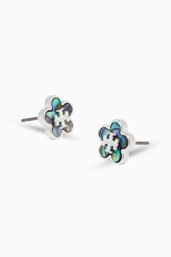 Forget Me Not Stud Earrings in Silver-tone Plated Brass