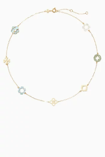 Forget Me Not Pavé Necklace in 18kt Gold-plated Brass