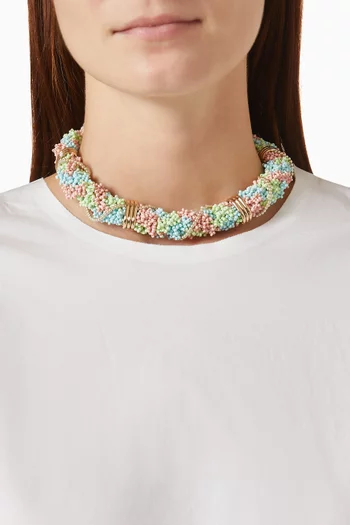 Runway Bead Short Necklace in 18kt Gold-plated Brass