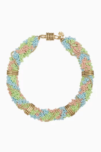 Runway Bead Short Necklace in 18kt Gold-plated Brass