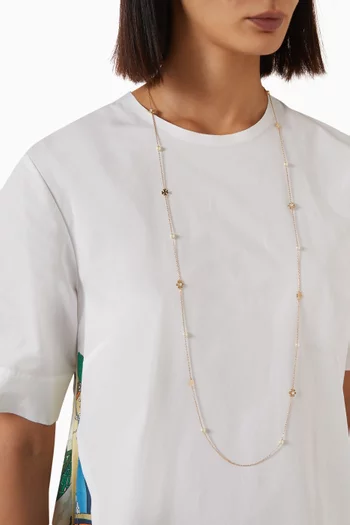 Moondance Long Pearl Necklace in 18kt Gold-plated Brass