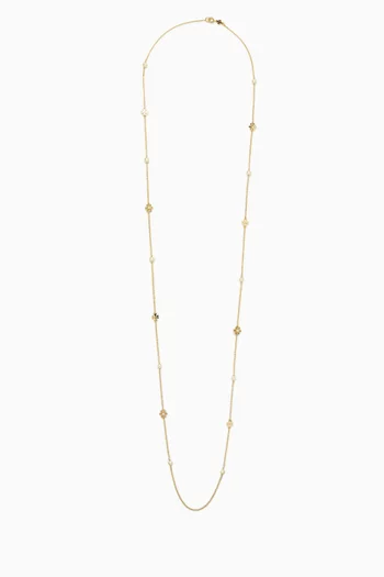Moondance Long Pearl Necklace in 18kt Gold-plated Brass