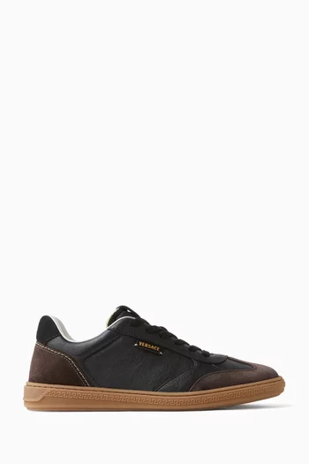 Greca Court Sneakers in Nappa & Suede