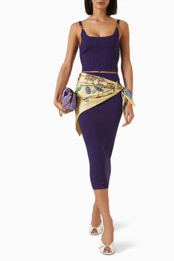 Rib-knit Skirt in Viscose Mesh