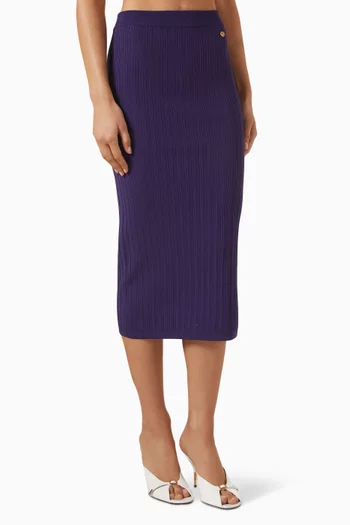 Rib-knit Skirt in Viscose Mesh
