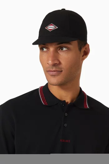 Embroidered Cycling Cap in Canvas