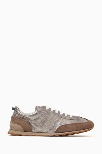 Sneakers in Lamé Calfskin & Suede