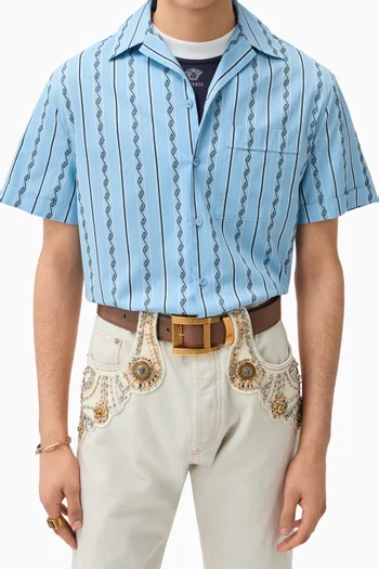 Striped Jacquard Shirt in Cotton-silk