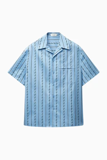 Striped Jacquard Shirt in Cotton-silk